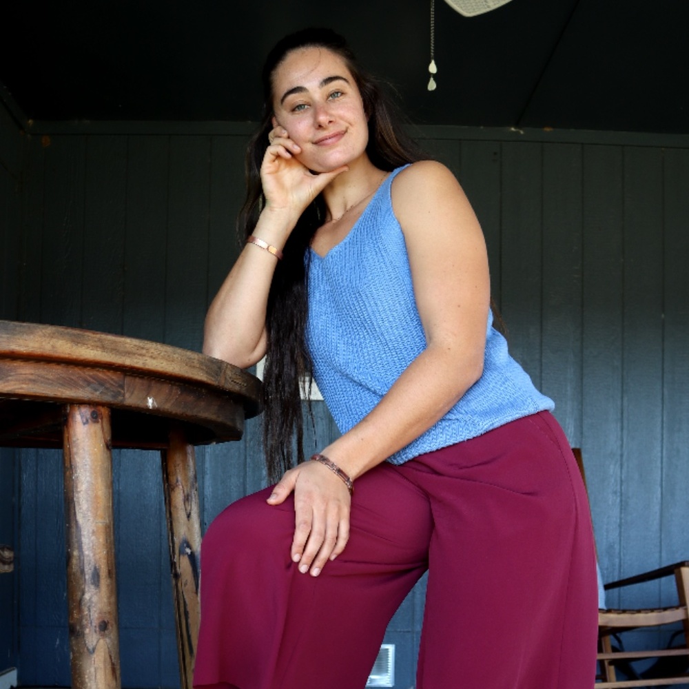 NWT SMALL Blue Sweater Tank,Ribbed Sweater Shell, Knit Tank Top Cotton Cashmere - Picture 2 of 5